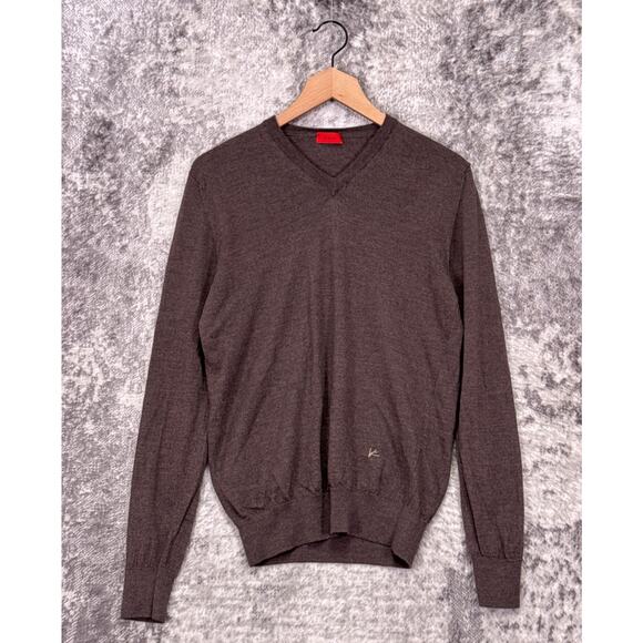 Isaia Napoli Sweater Large Mens Brown Wool Cashmere Knit Slim Fit Pullover - Picture 1 of 8